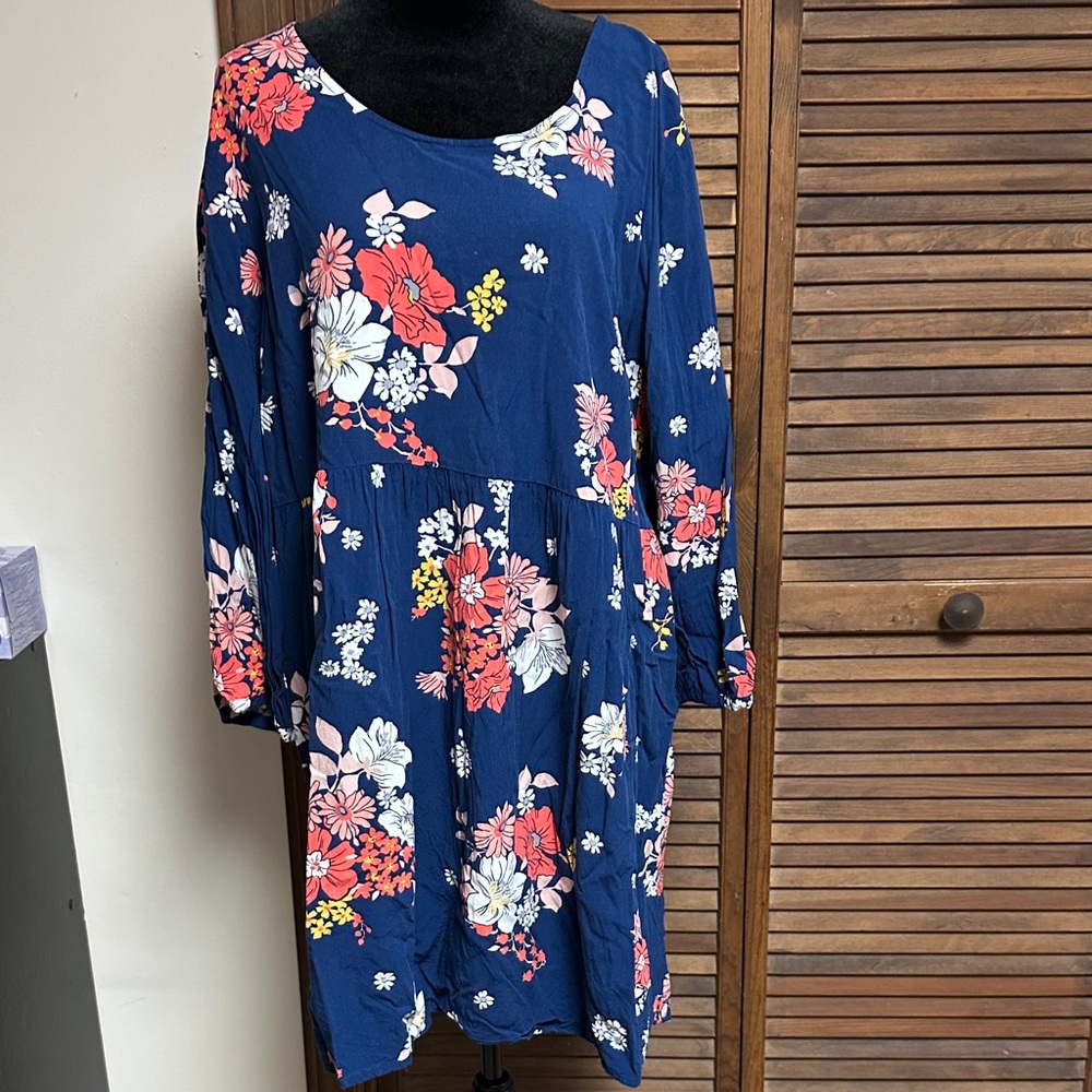 Old Navy Navy Floral Shift Dress with Pink, White & Yellow Blooms